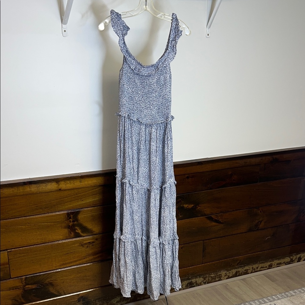 Olivaceous Light Blue Floral Maxi Dress